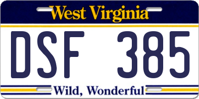 WV license plate DSF385
