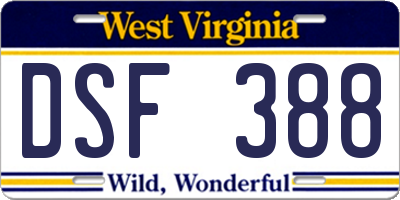 WV license plate DSF388