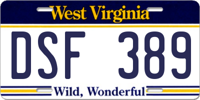 WV license plate DSF389