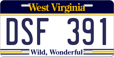 WV license plate DSF391