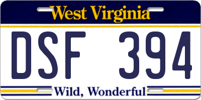 WV license plate DSF394