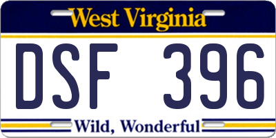 WV license plate DSF396
