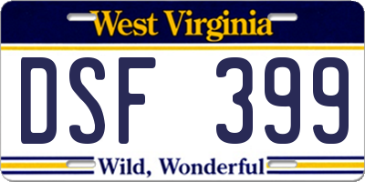 WV license plate DSF399