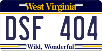 WV license plate DSF404