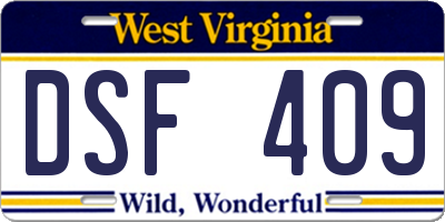 WV license plate DSF409