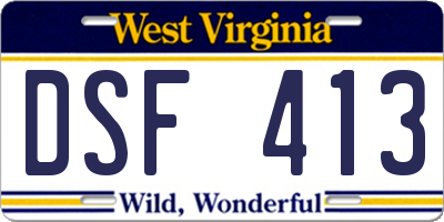 WV license plate DSF413
