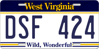WV license plate DSF424