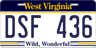 WV license plate DSF436