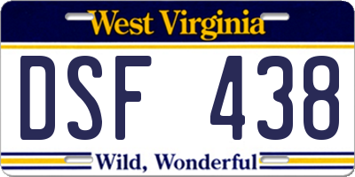 WV license plate DSF438
