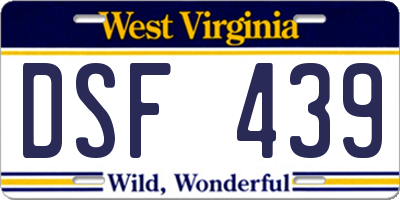 WV license plate DSF439