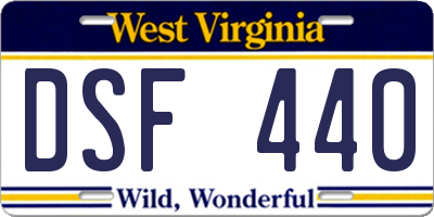 WV license plate DSF440