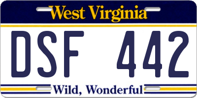 WV license plate DSF442