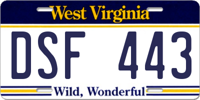 WV license plate DSF443