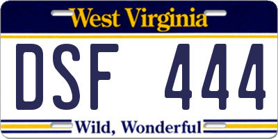 WV license plate DSF444