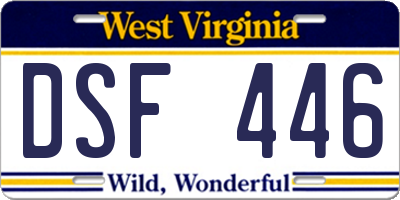 WV license plate DSF446