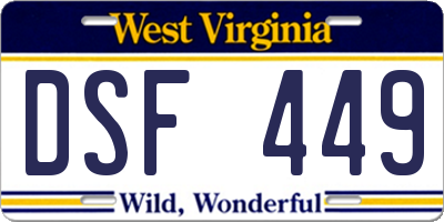 WV license plate DSF449