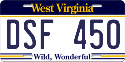WV license plate DSF450