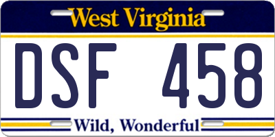 WV license plate DSF458