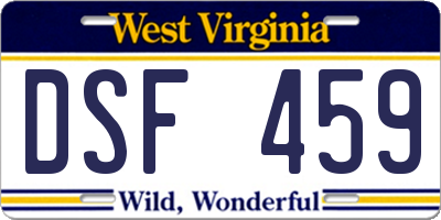 WV license plate DSF459