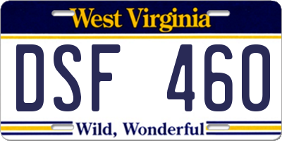 WV license plate DSF460