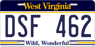 WV license plate DSF462