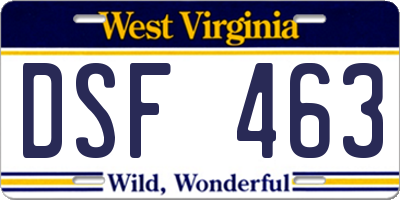 WV license plate DSF463