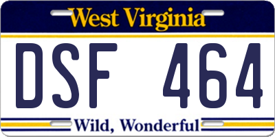 WV license plate DSF464