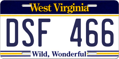 WV license plate DSF466