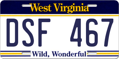 WV license plate DSF467