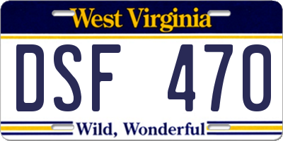 WV license plate DSF470