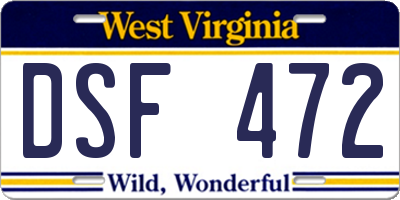 WV license plate DSF472