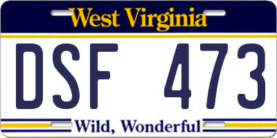 WV license plate DSF473