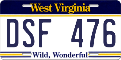 WV license plate DSF476