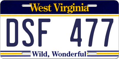 WV license plate DSF477