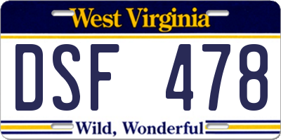 WV license plate DSF478