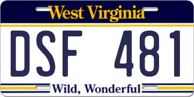 WV license plate DSF481