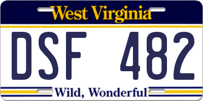 WV license plate DSF482