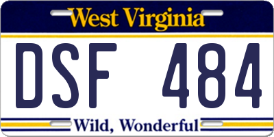 WV license plate DSF484