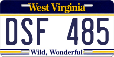 WV license plate DSF485