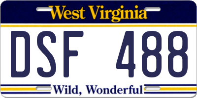WV license plate DSF488