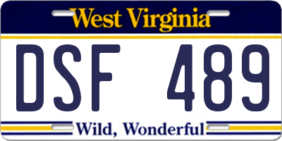 WV license plate DSF489