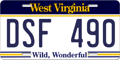 WV license plate DSF490