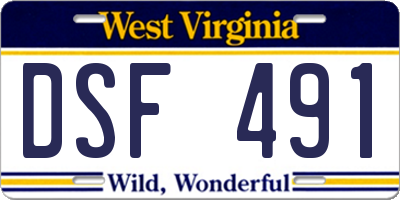 WV license plate DSF491