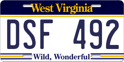 WV license plate DSF492