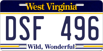 WV license plate DSF496