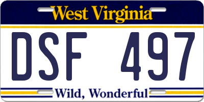 WV license plate DSF497