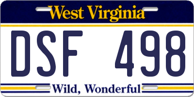 WV license plate DSF498