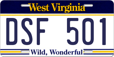 WV license plate DSF501
