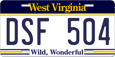 WV license plate DSF504