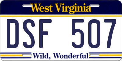 WV license plate DSF507